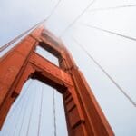 Golden Gate Bridge, San Francisco California in low angle photography