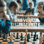 two kids are playing chess
