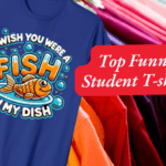 Funny Student T-shirt Banner that has a shirt with a message I wish you were a fish on my dish