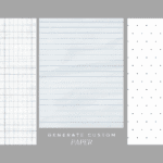 A picture that has lined paper, graph paper, and dotted paper